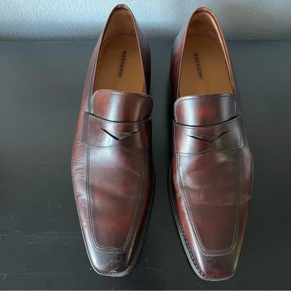 Magnanni Mens Cherry Brown Penny Loafer Size 14